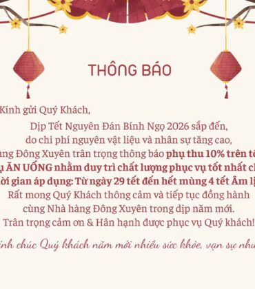 THÔNG BÁO PHỤ THU DỊP TẾT NGUYÊN ĐÁN 2026
